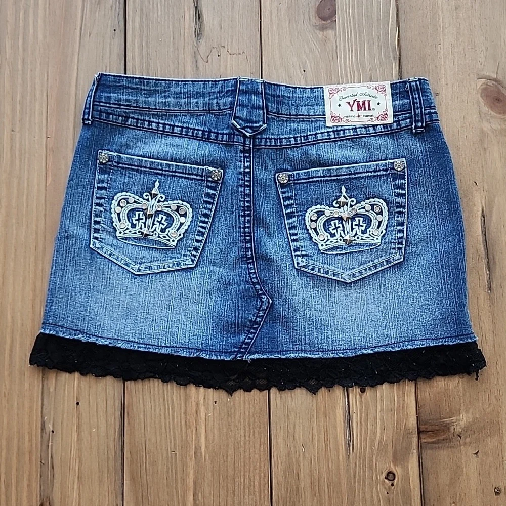 Vintage Y2K YMI Denim Shorts with Lace Detailing